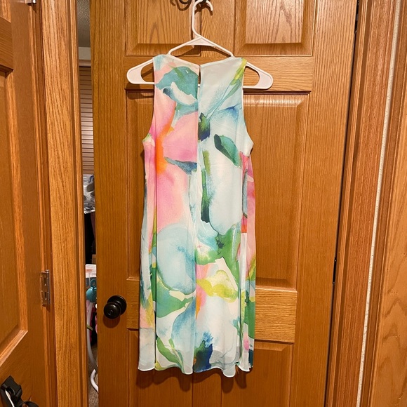 Chaps Watery Floral A-line Summer Cocktail Dress, size 8 - Picture 4 of 8